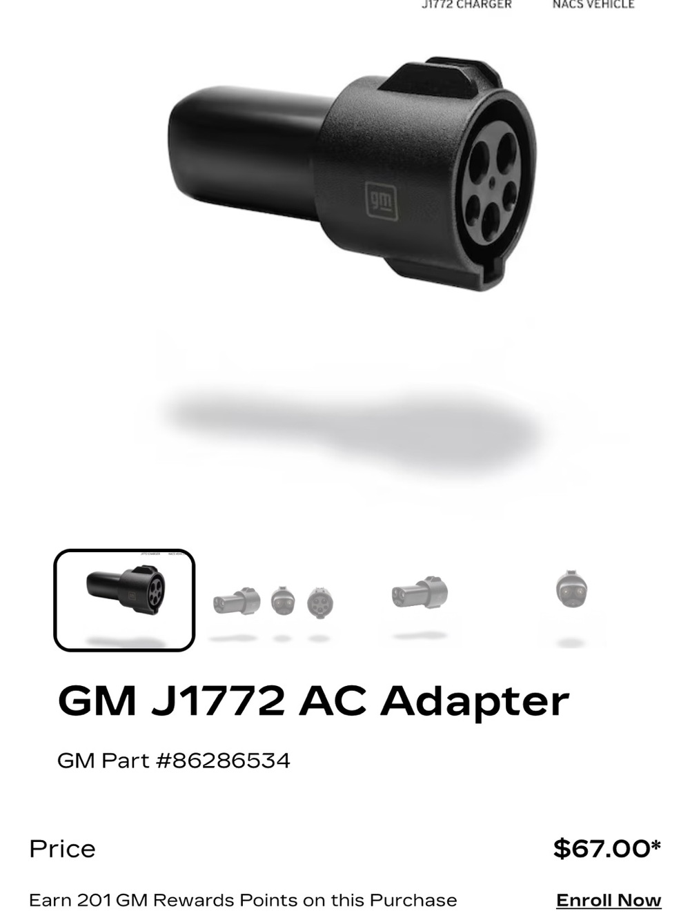 GM J1772 AC Adapter - Black EV Charging Connector